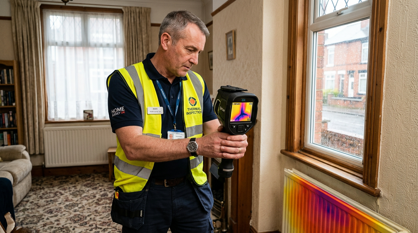 Thermal imaging survey revealing hidden damp and cold bridges in Watford property