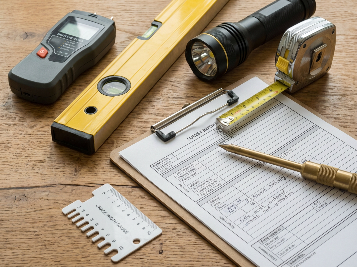 RICS chartered surveyor's professional tools and equipment for a Watford property inspection
